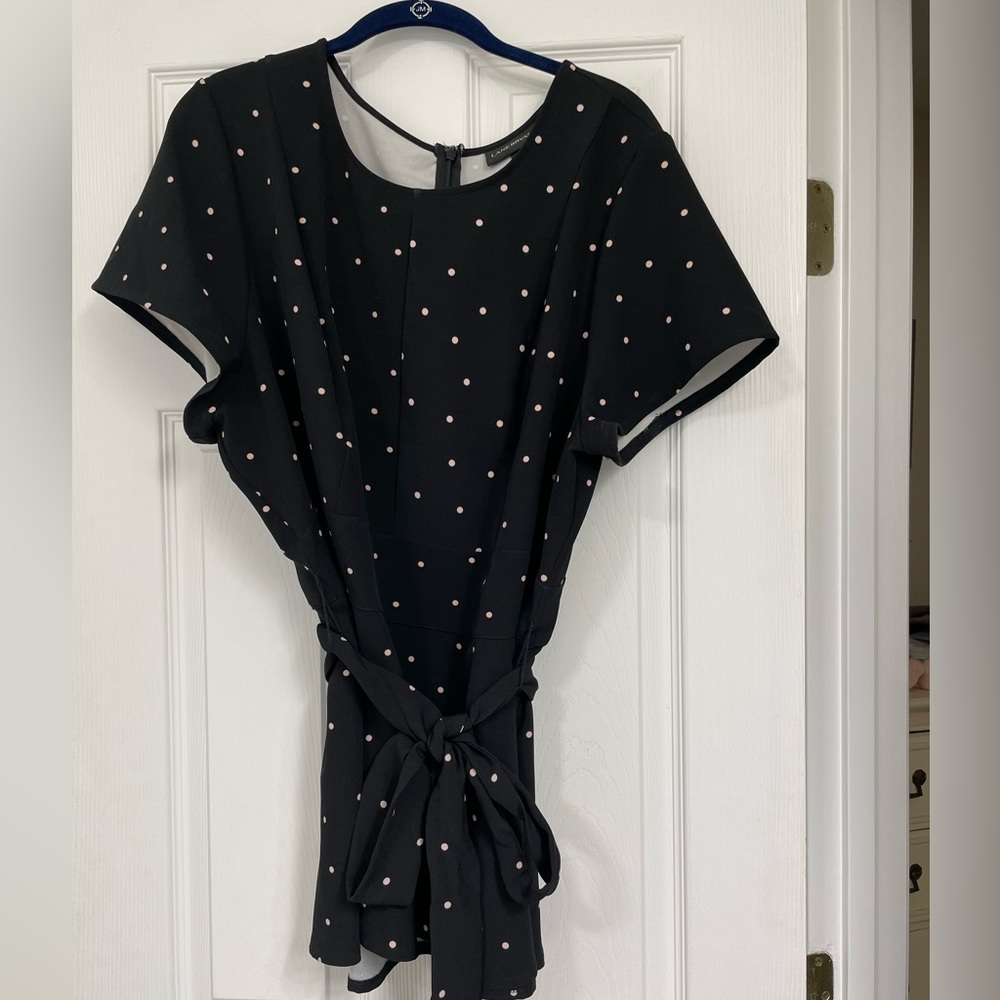 Lane Bryant Black Polka Dot Blouse Size 22